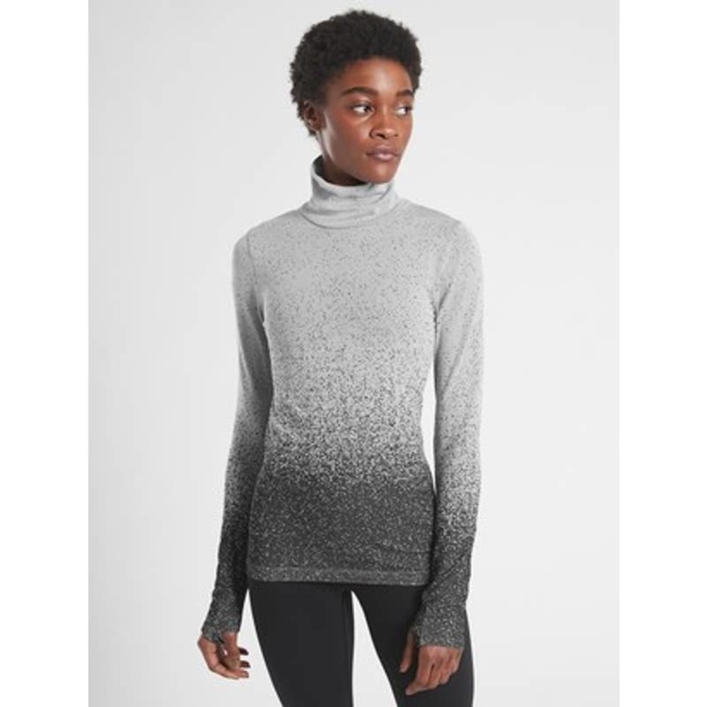 ATHLETA Flurry Blizzard gray gradient athletic turtleneck top